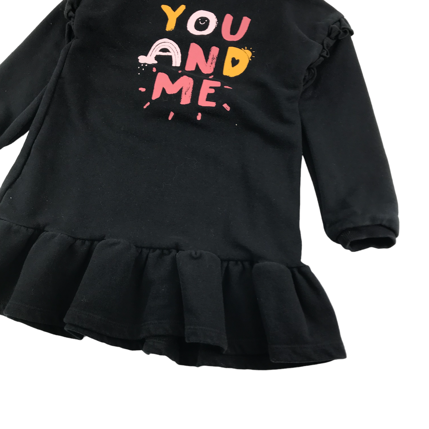 F&F Dress Age 6 Black Jersey Text Graphic Design