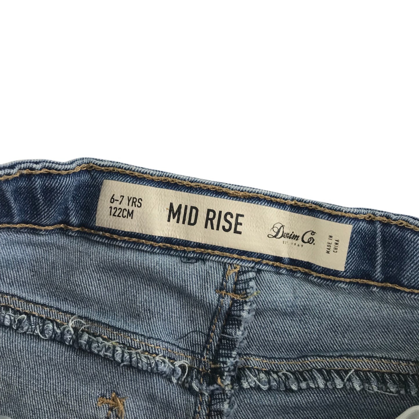 Primark shorts 6-7 years blue denim mid rise with embroidered unicorns