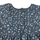 Frugi dress 5-6 years blue tiered with floral and leafy print pattern cotton