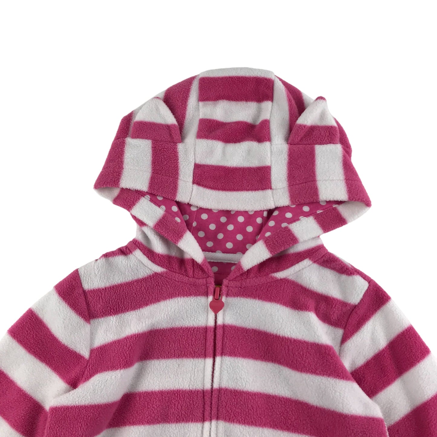 Tu size 4 pink and white striped cat ears hooded fleece