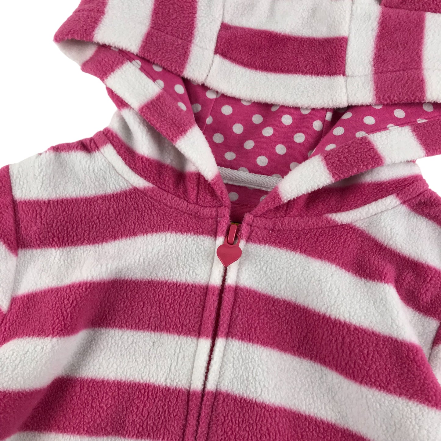 Tu Fleece Age 4 Pink and white Stripy Cat Ears Hoodie