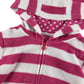 Tu size 4 pink and white striped cat ears hooded fleece