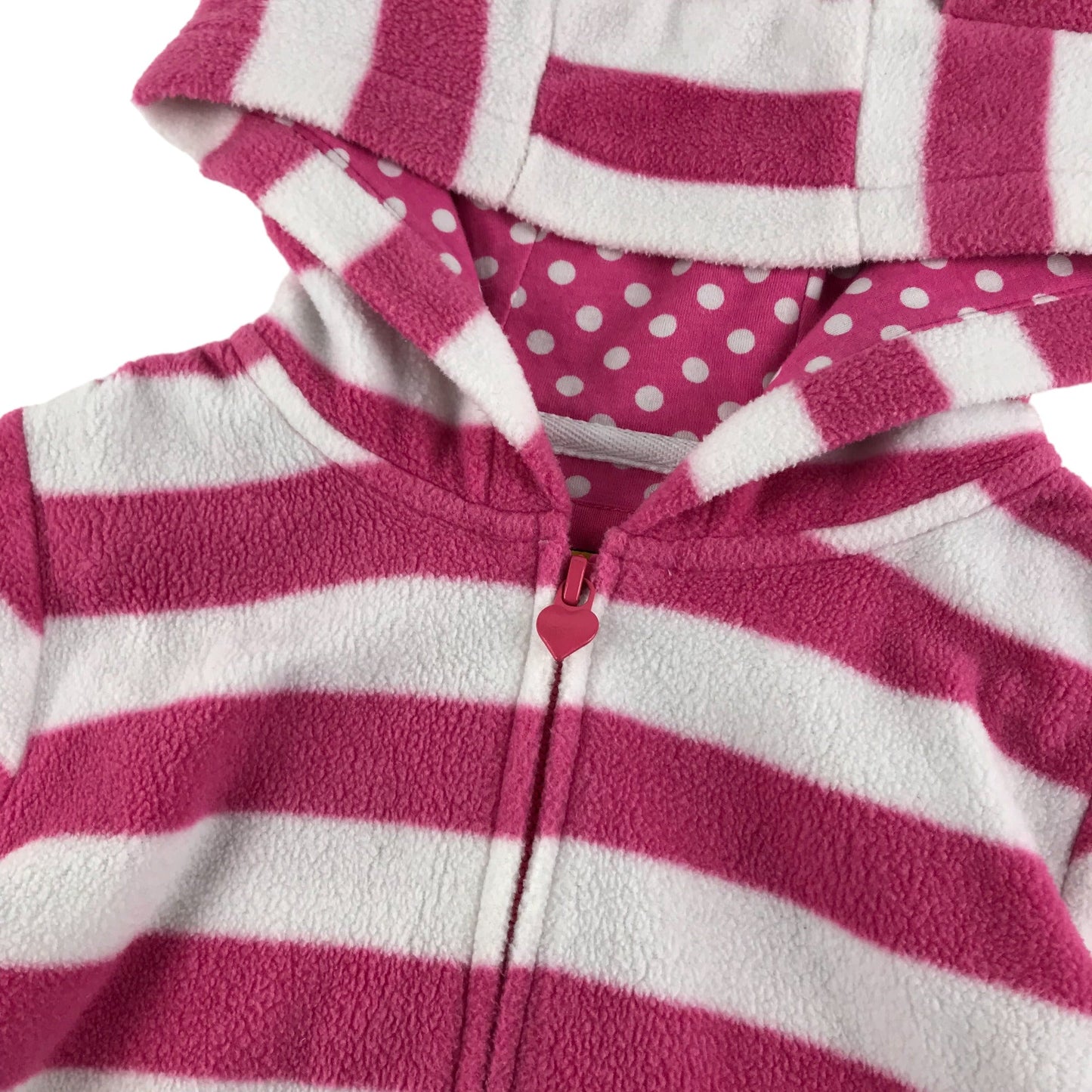 Tu size 4 pink and white striped cat ears hooded fleece