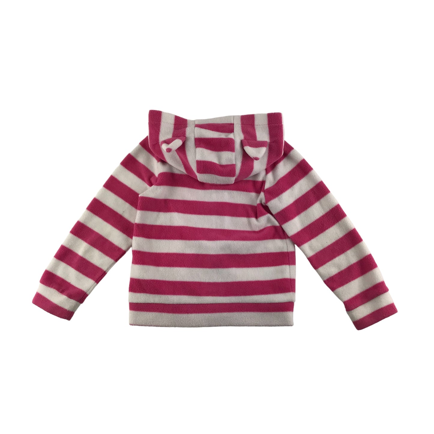 Tu Fleece Age 4 Pink and white Stripy Cat Ears Hoodie