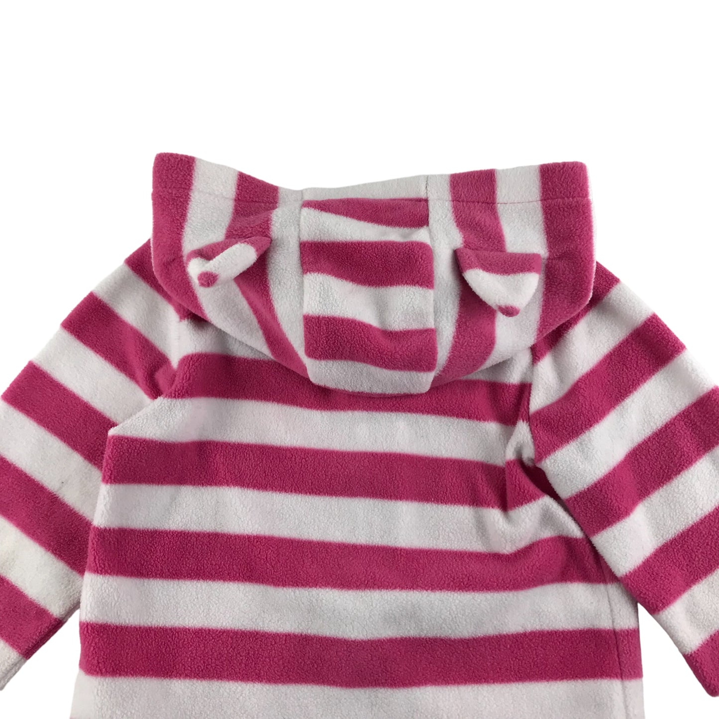 Tu Fleece Age 4 Pink and white Stripy Cat Ears Hoodie