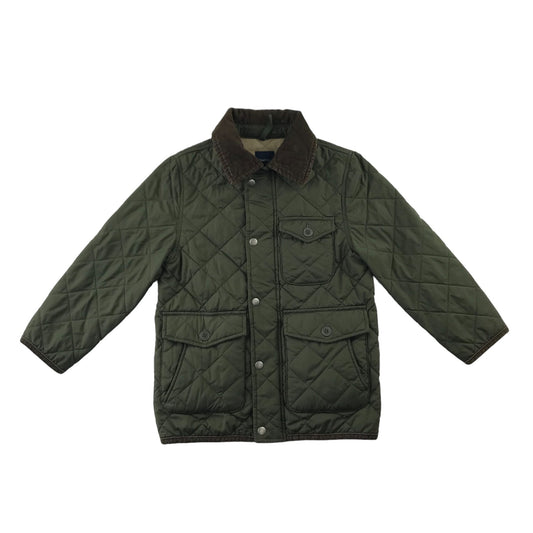 Gap light jacket 6-7 years khaki quilted with corduroy collar and elbows