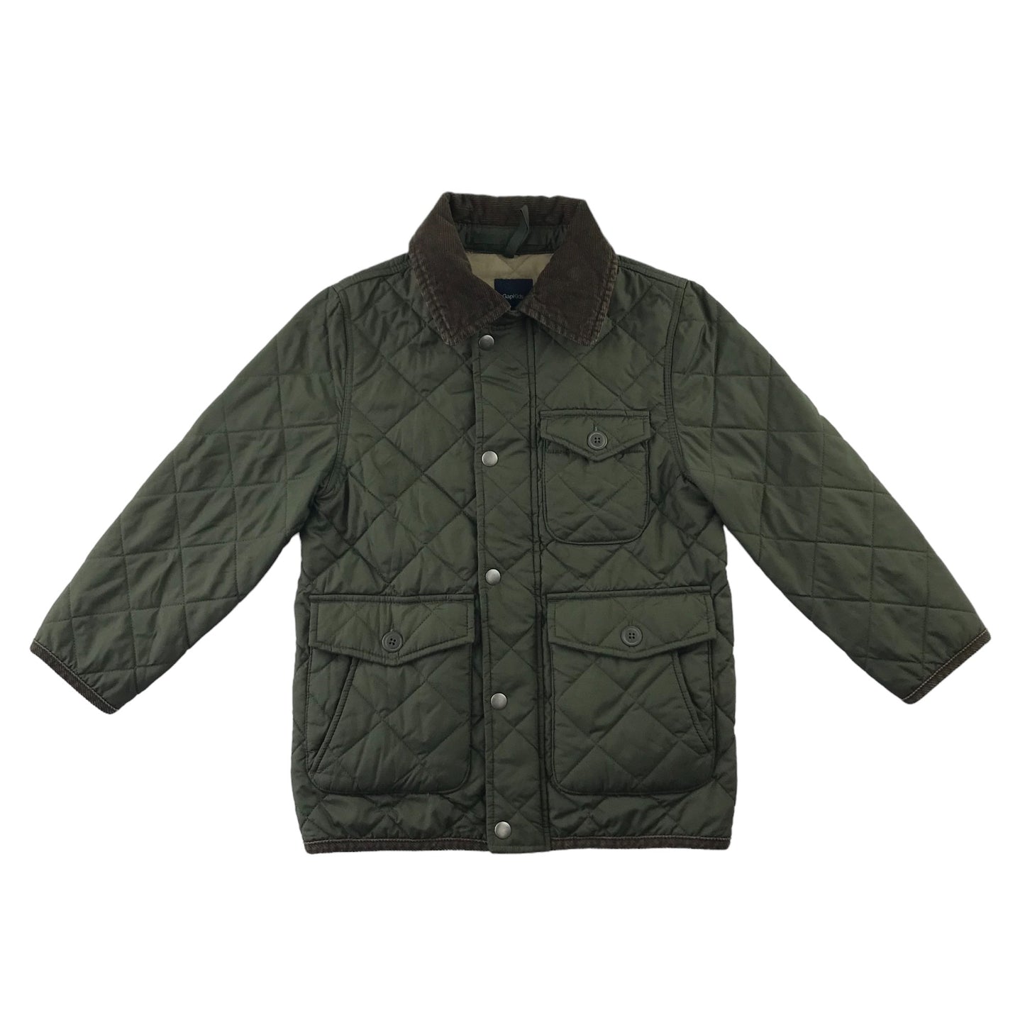 Gap light jacket 6-7 years khaki quilted with corduroy collar and elbows