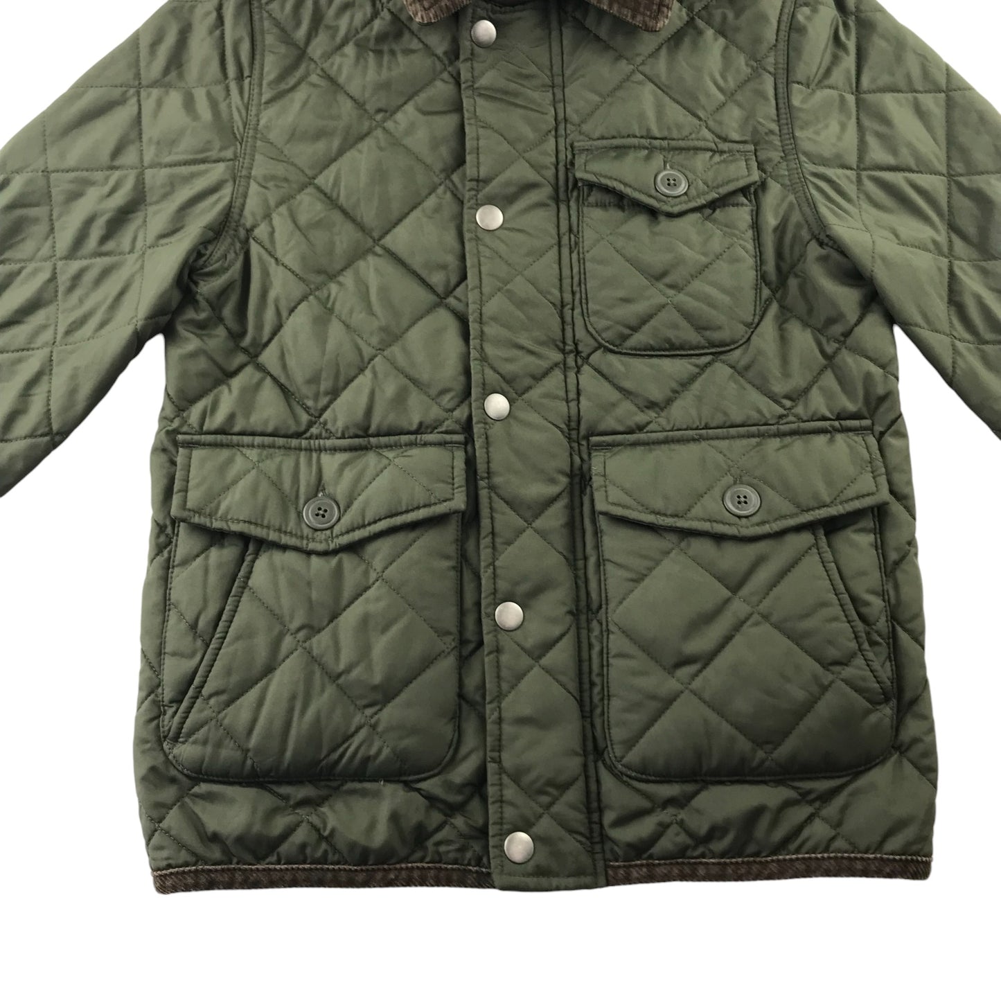 Gap light jacket 6-7 years khaki quilted with corduroy collar and elbows