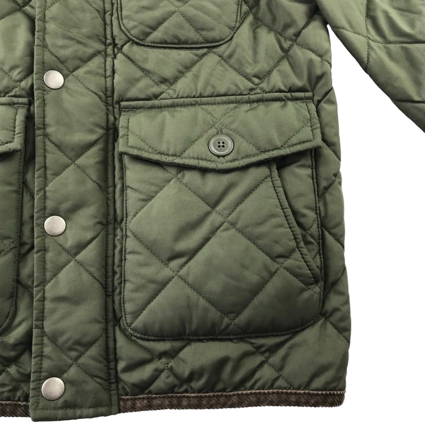 Gap light jacket 6-7 years khaki quilted with corduroy collar and elbows