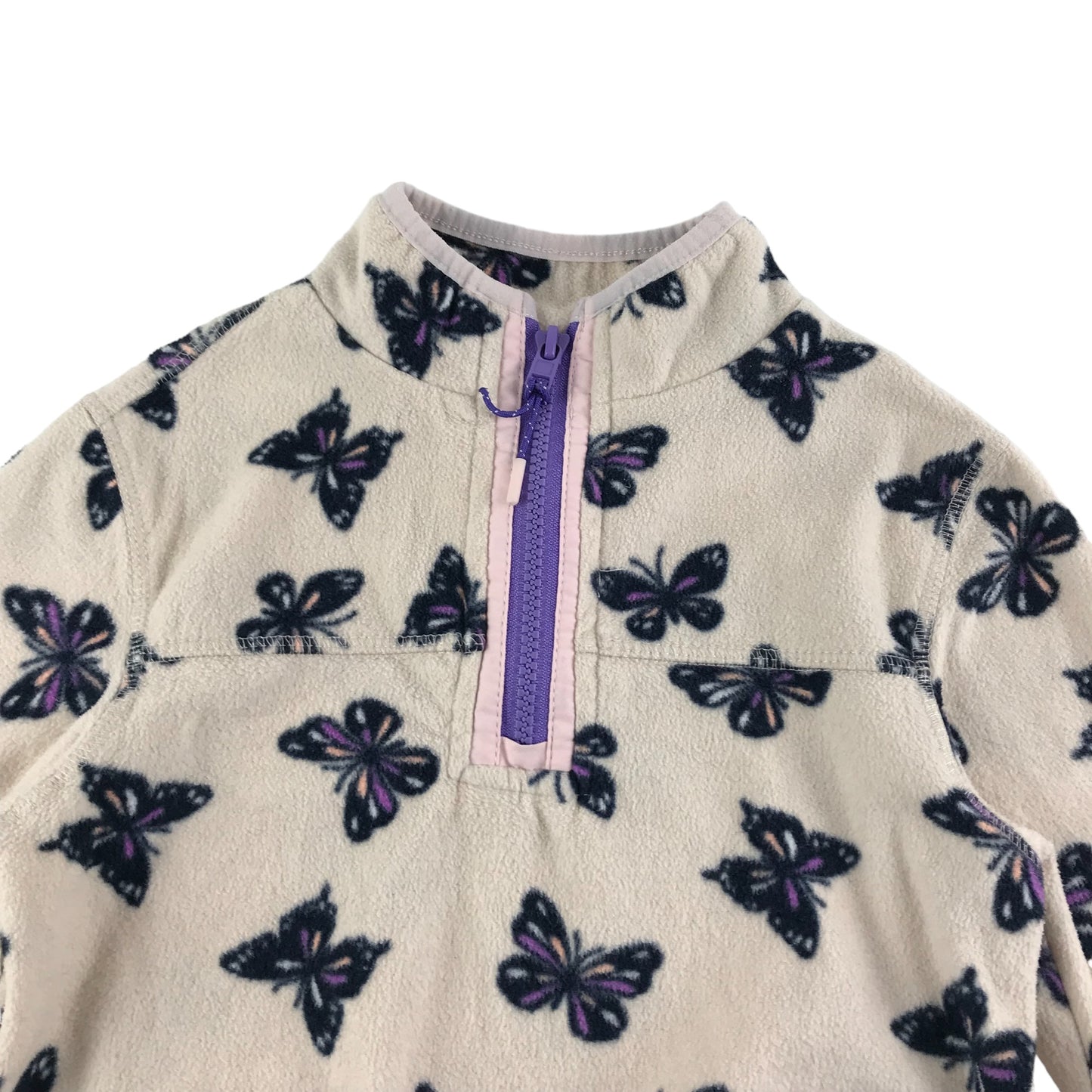 M&S Fleece Age 6 Light Cream White Purple Butterfly Print Pattern