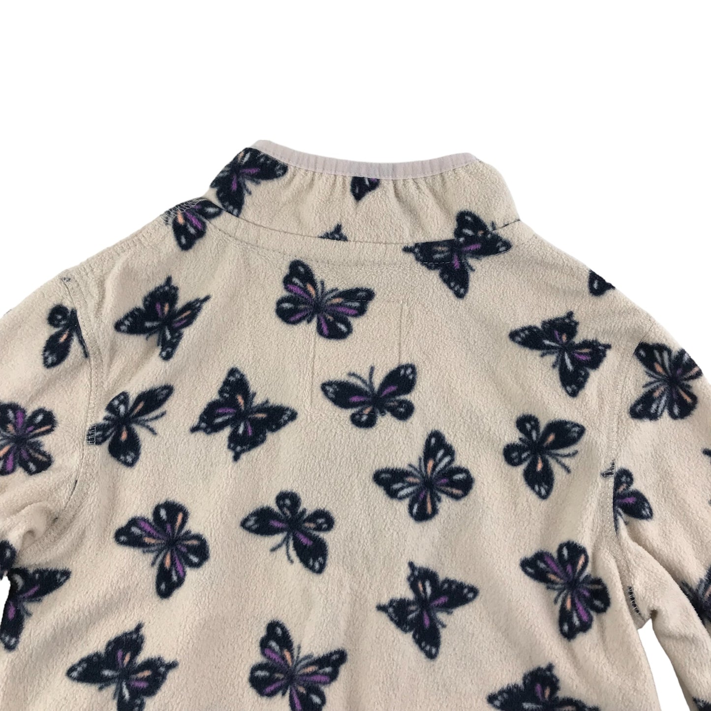 M&S Fleece Age 6 Light Cream White Purple Butterfly Print Pattern