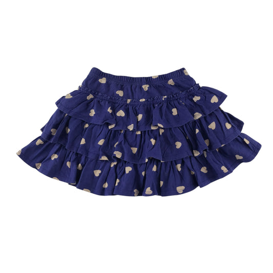 Mini Boden skirt 5-6 years navy blue layered love hearts cotton