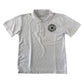 Second-hand Eastbank Primary School unisex white polo shirt, flat lay view with embroidered school badge.