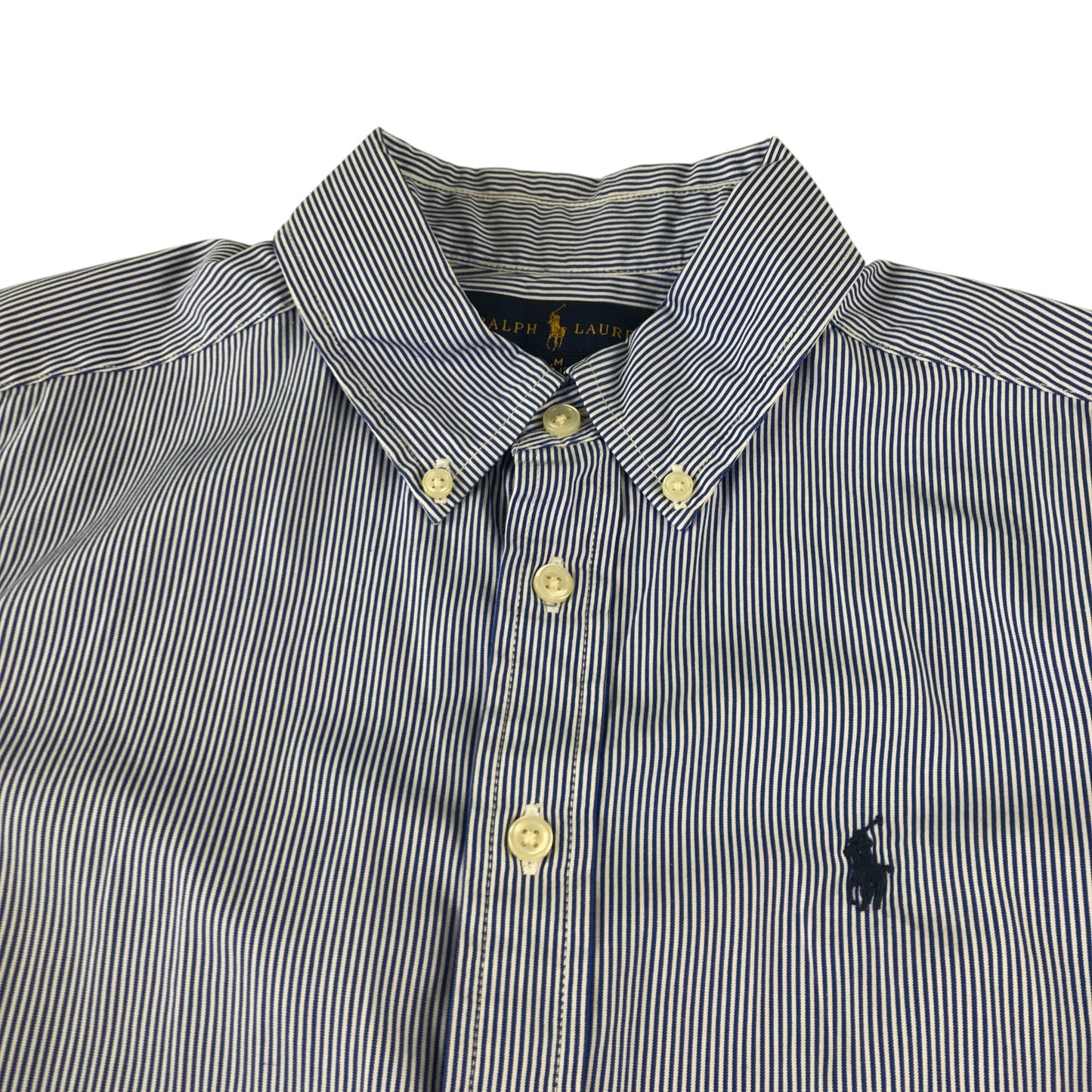 Ralph Lauren shirt 10-12 years blue and white stripy button cotton