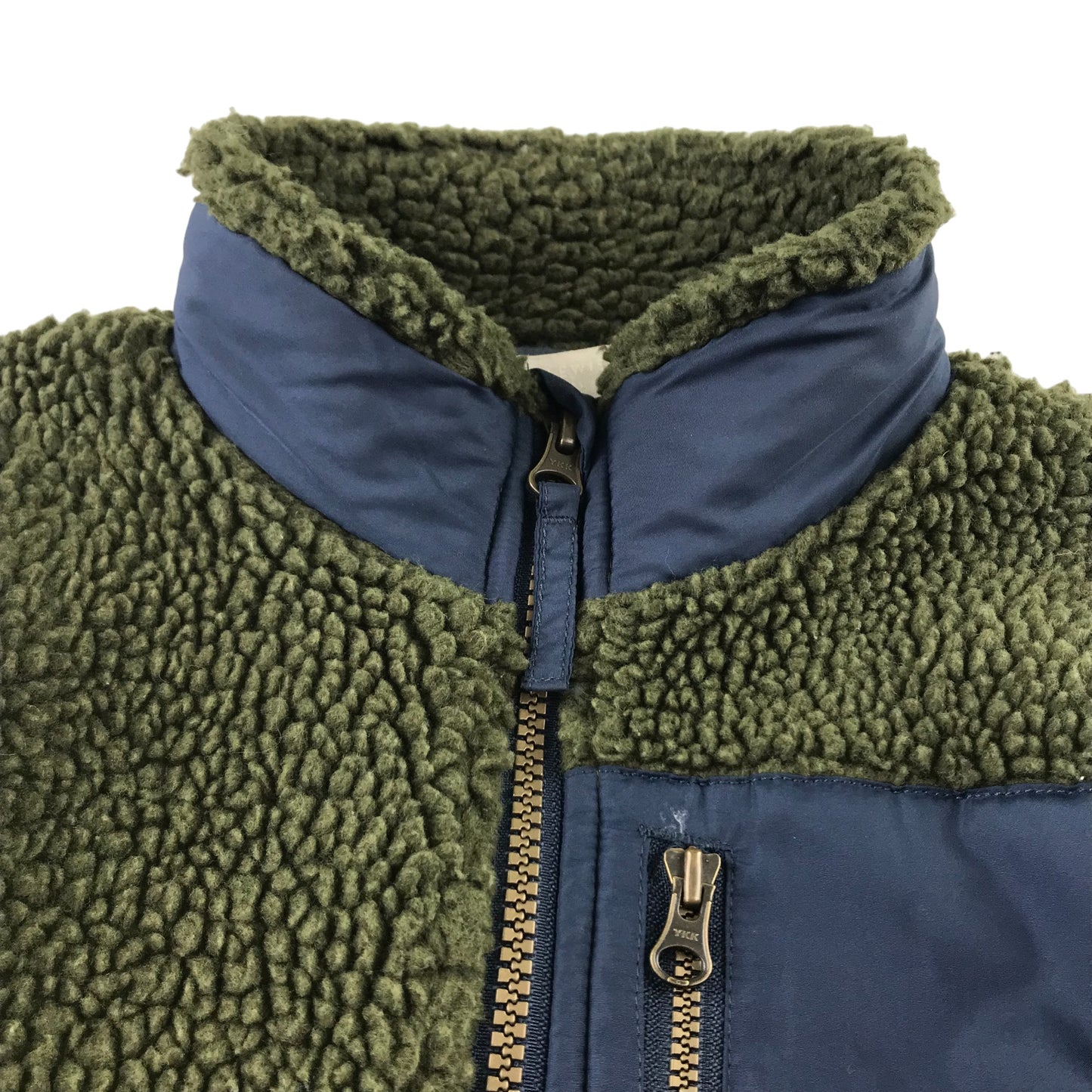 John Lewis fleece 8 years khaki green fluffy light jacket