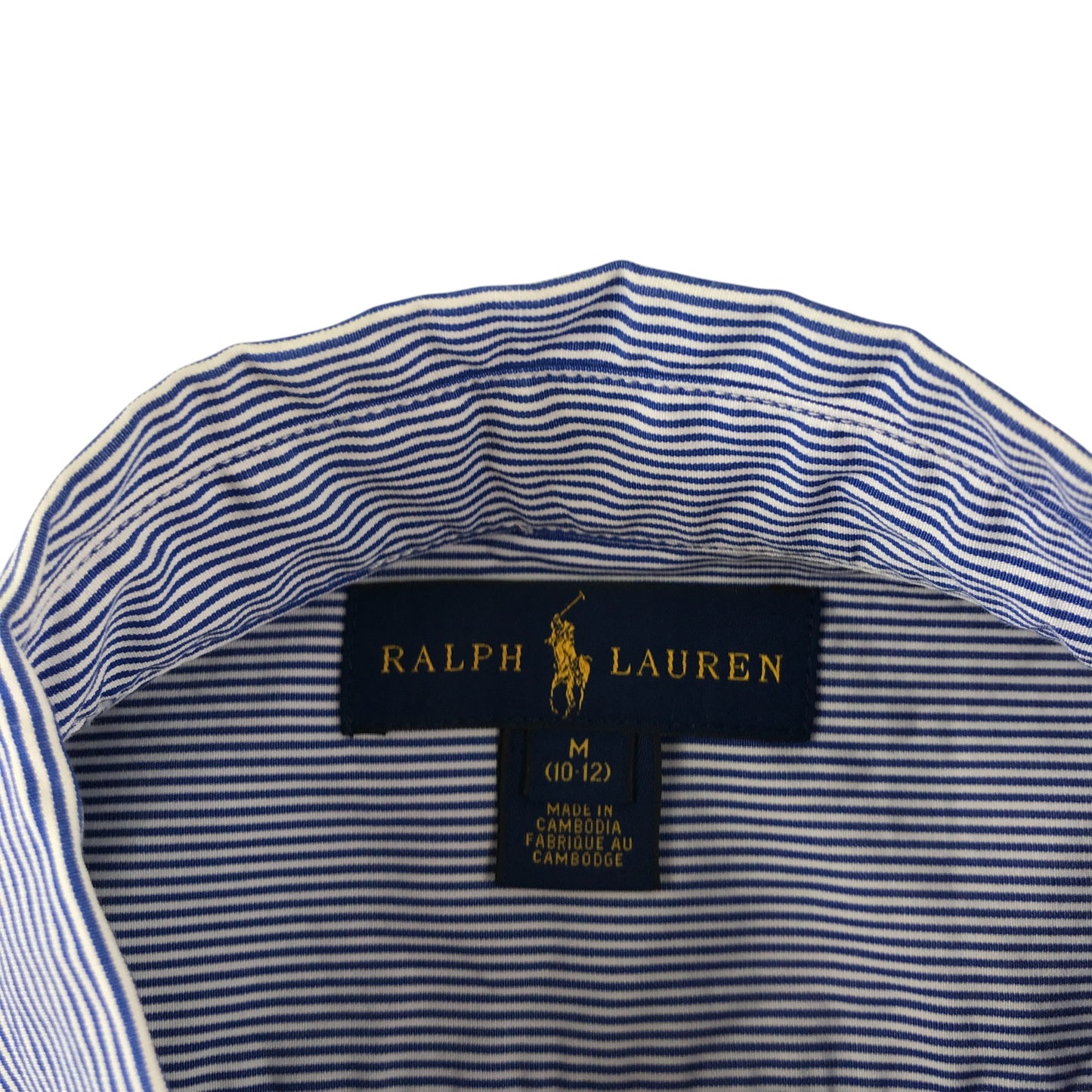 Ralph Lauren shirt 10-12 years blue and white stripy button cotton