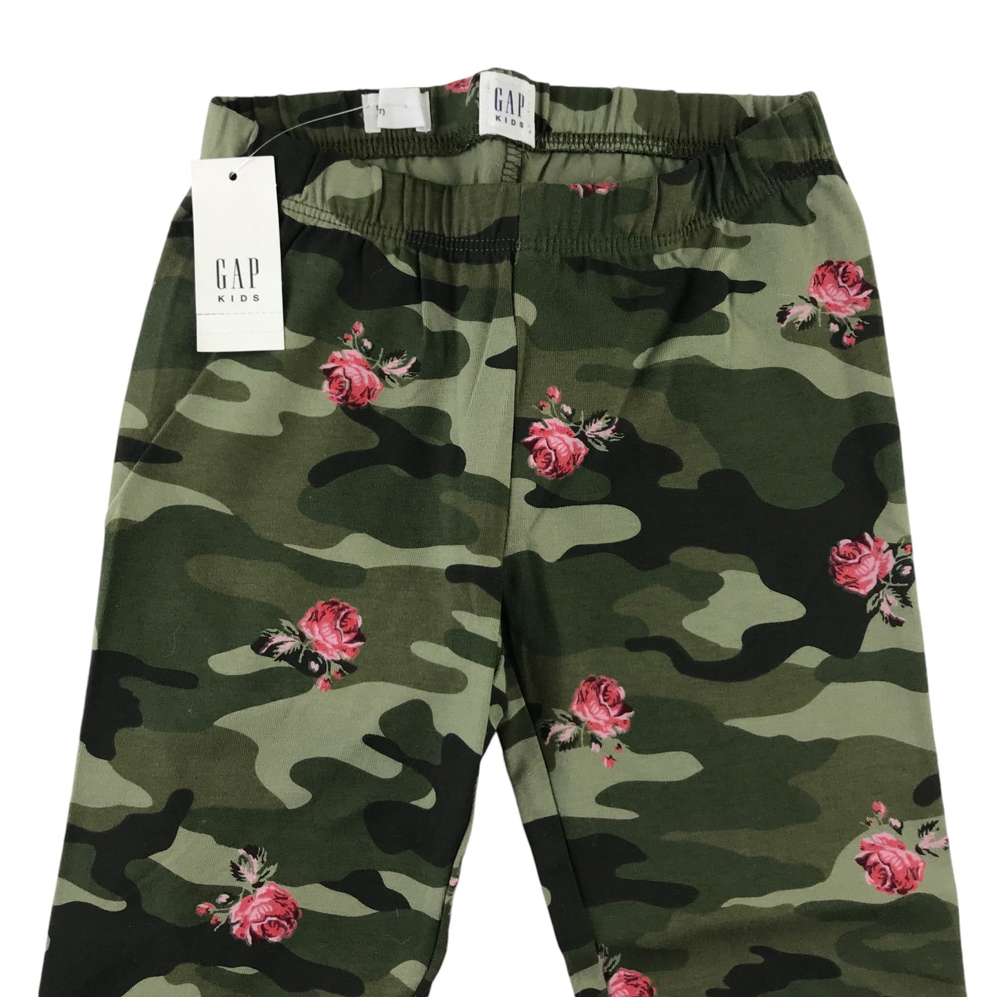 GAP leggings 6-7 years khaki camouflage floral pattern cotton blend