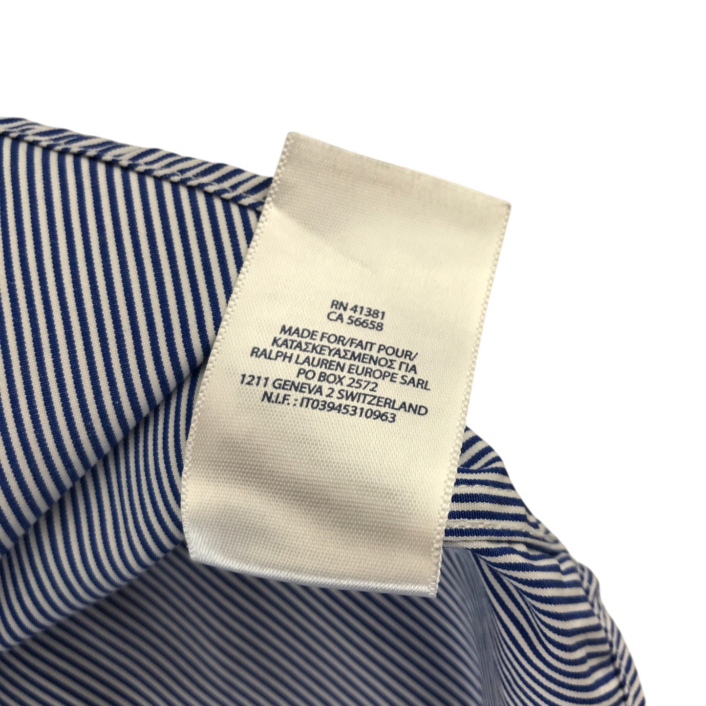 Ralph Lauren shirt 10-12 years blue and white stripy button cotton