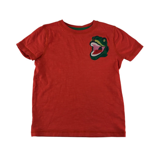 Boden t-shirt 5-6 years orange embroidered dinosaur detail cotton