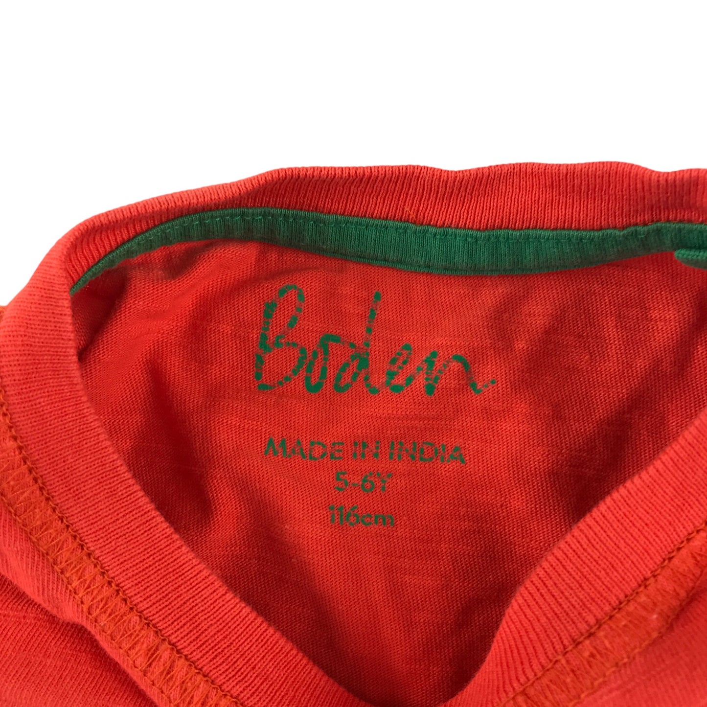 Boden t-shirt 5-6 years orange embroidered dinosaur detail cotton