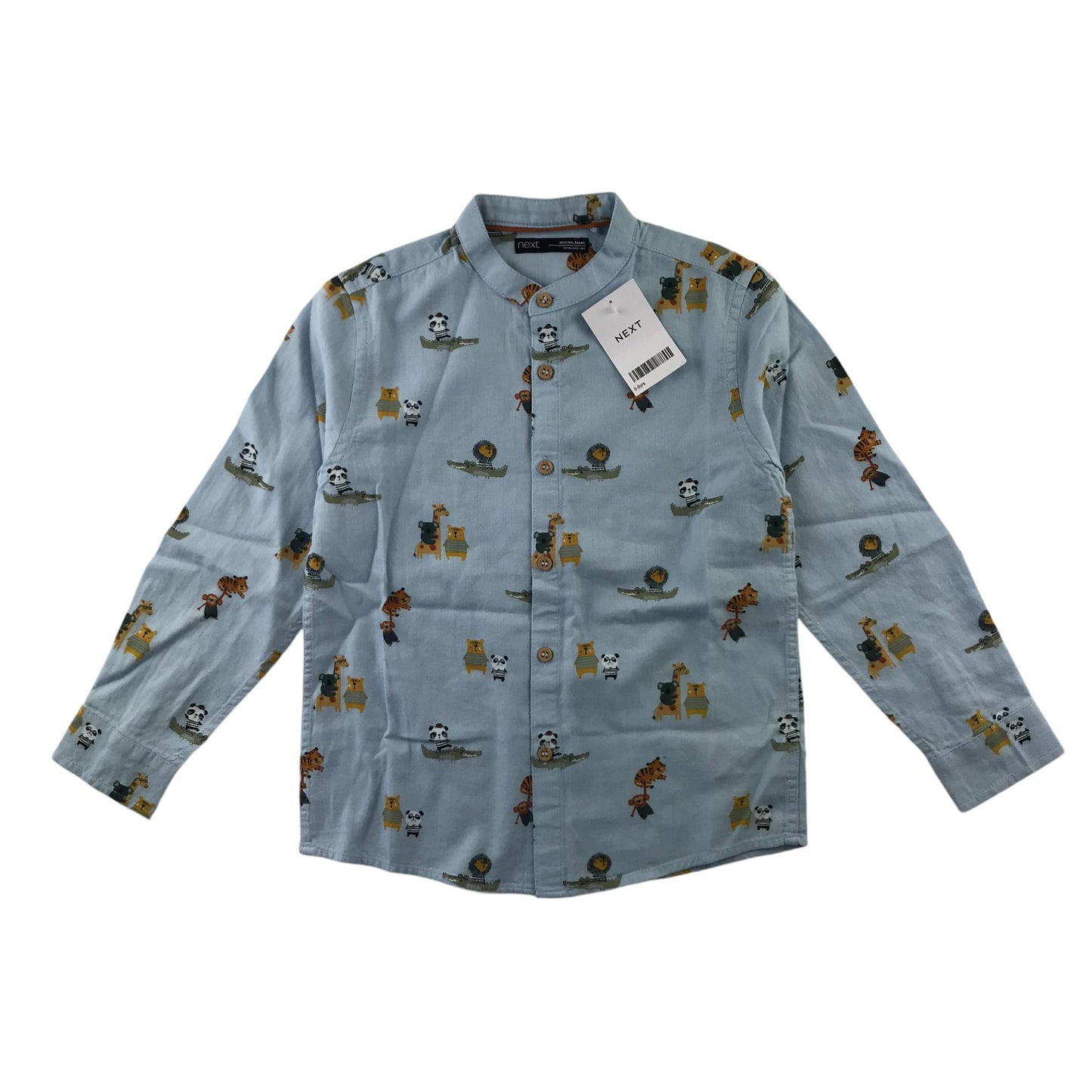 Next shirt 5-6 years light blue animal print button up cotton