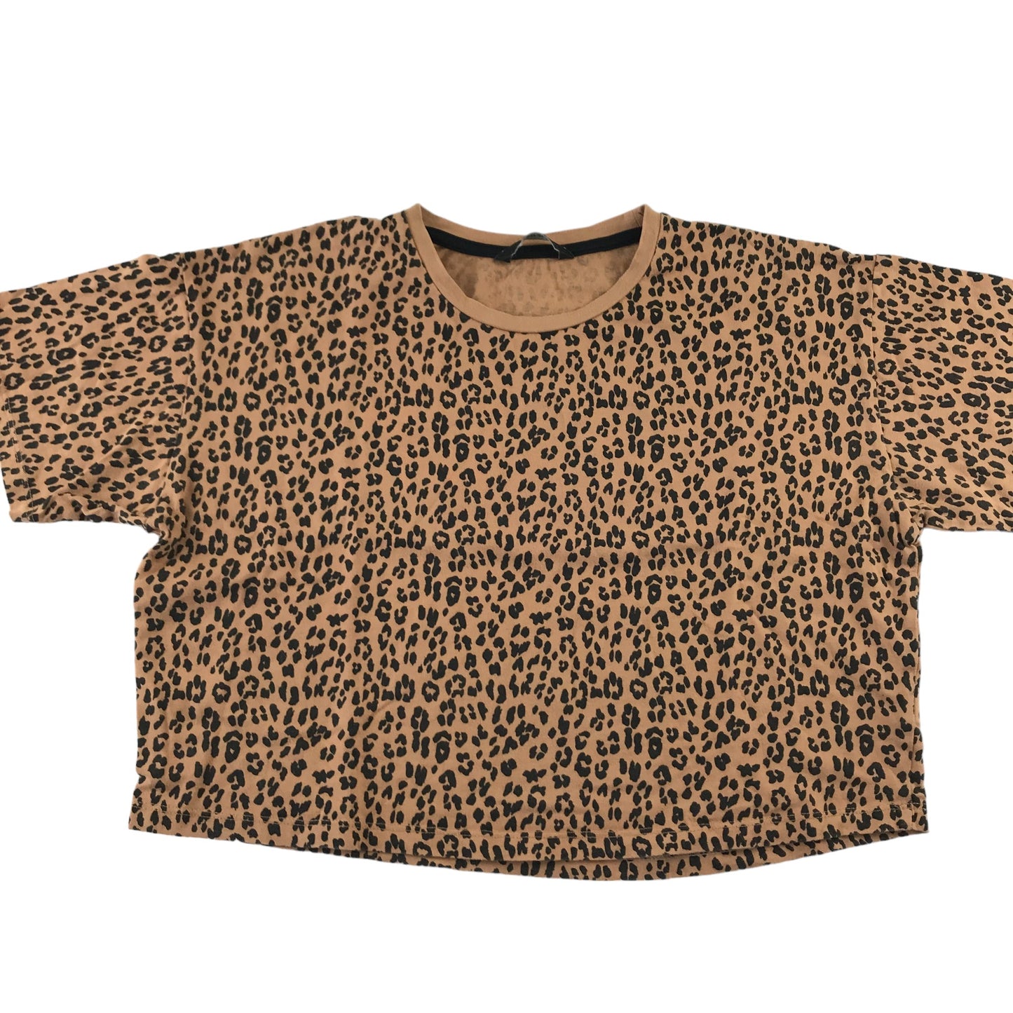 George t-shirt 12-13 years brown leopard print pattern crop top cotton