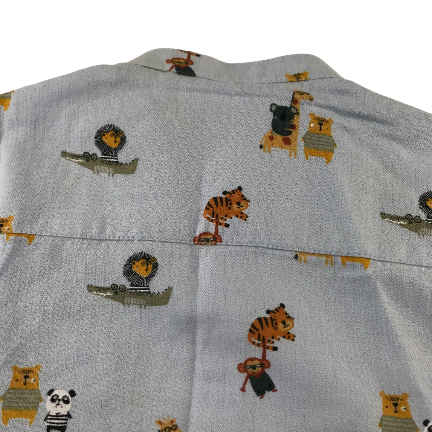 Next shirt 5-6 years light blue animal print button up cotton