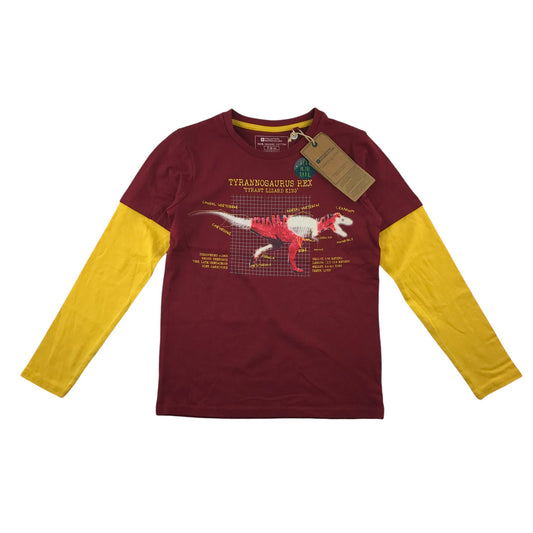 Mountain Warehouse t-shirt 7-8 years burgundy glow in the dark T-rex organic cotton