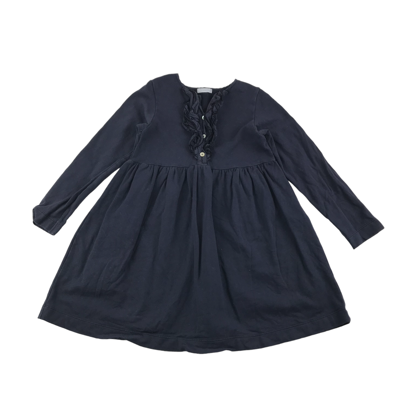 Laranjinha Dress Age 5 Navy Ruffled Chest with Buttons