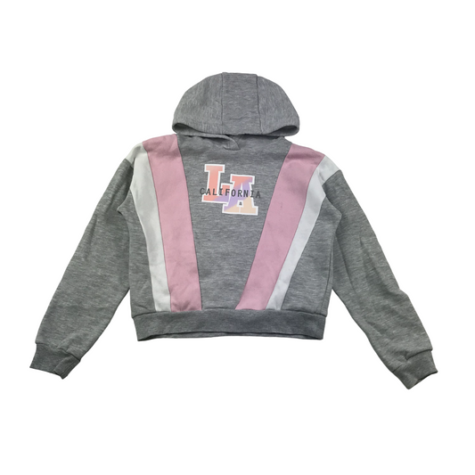 Primark Grey and Light Pink Cropped Hoodie Age 9