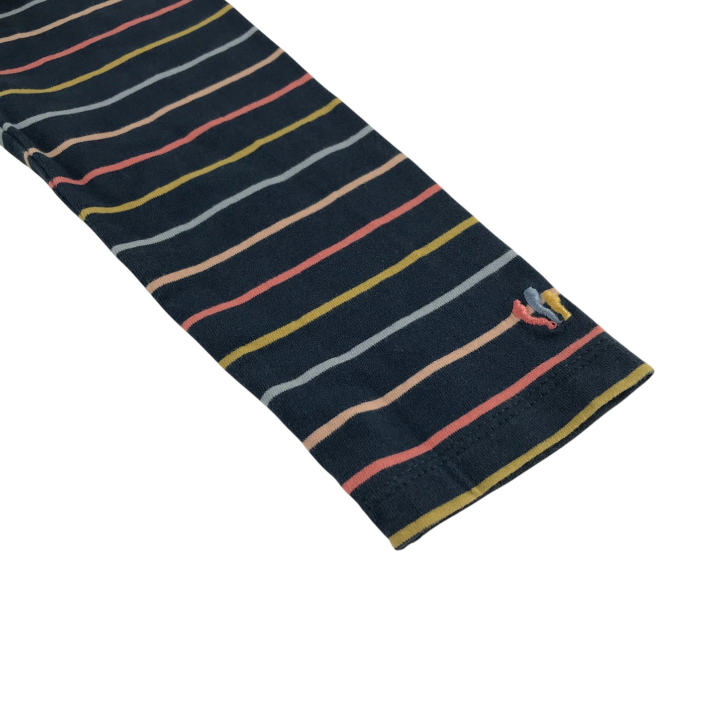 Fatface T-shirt 7-8 years navy with multicoloured stripes horizontal