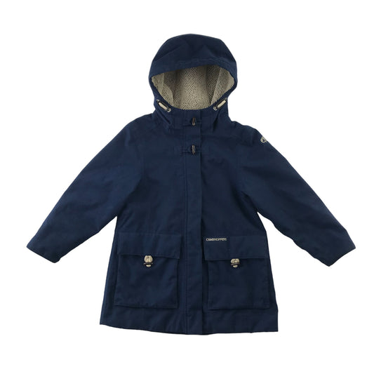 Craghoppers jacket 5-6 years navy shower and windproof breathable big pockets fleece lining