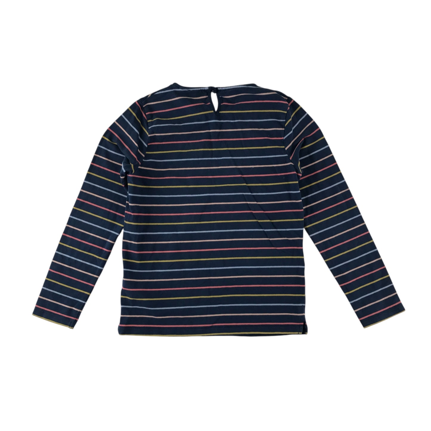 Fatface T-shirt 7-8 years navy with multicoloured stripes horizontal
