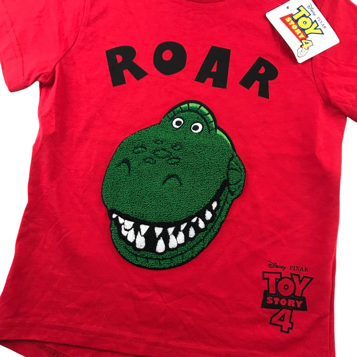 Primark t-shirt 5-6 years red Toy Story T-rex print short sleeve cotton