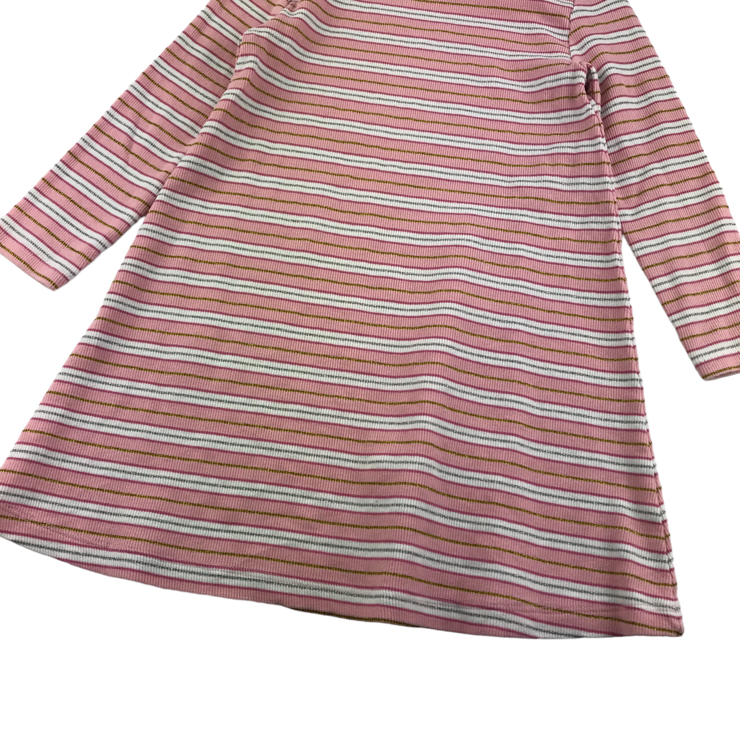 Matalan Dress Age 5 Pink Knitted Dress Stripy Glittery