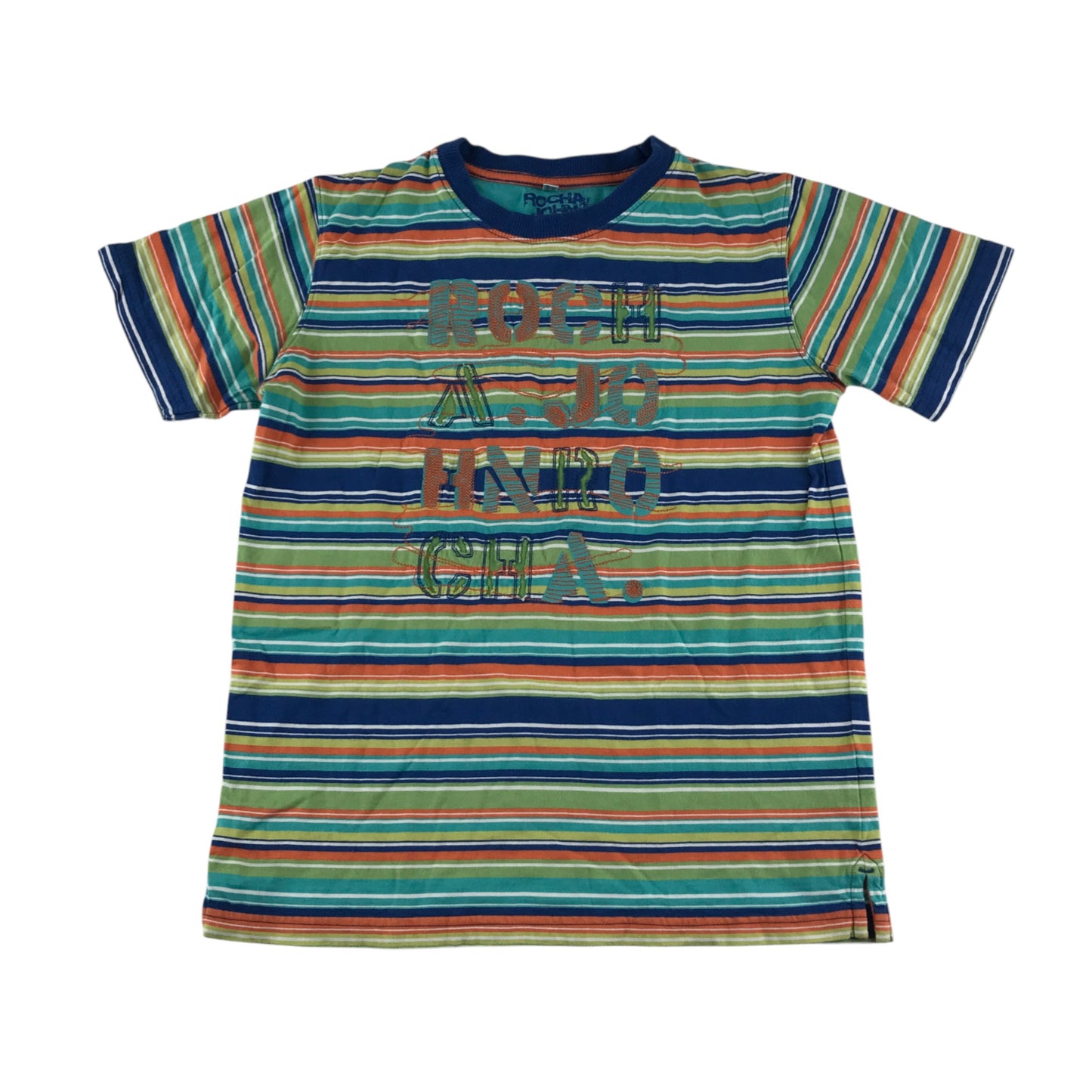 Debenhams t-shirt 11-12 years multicolour stripy with Rocha John Rocha text graphic cotton