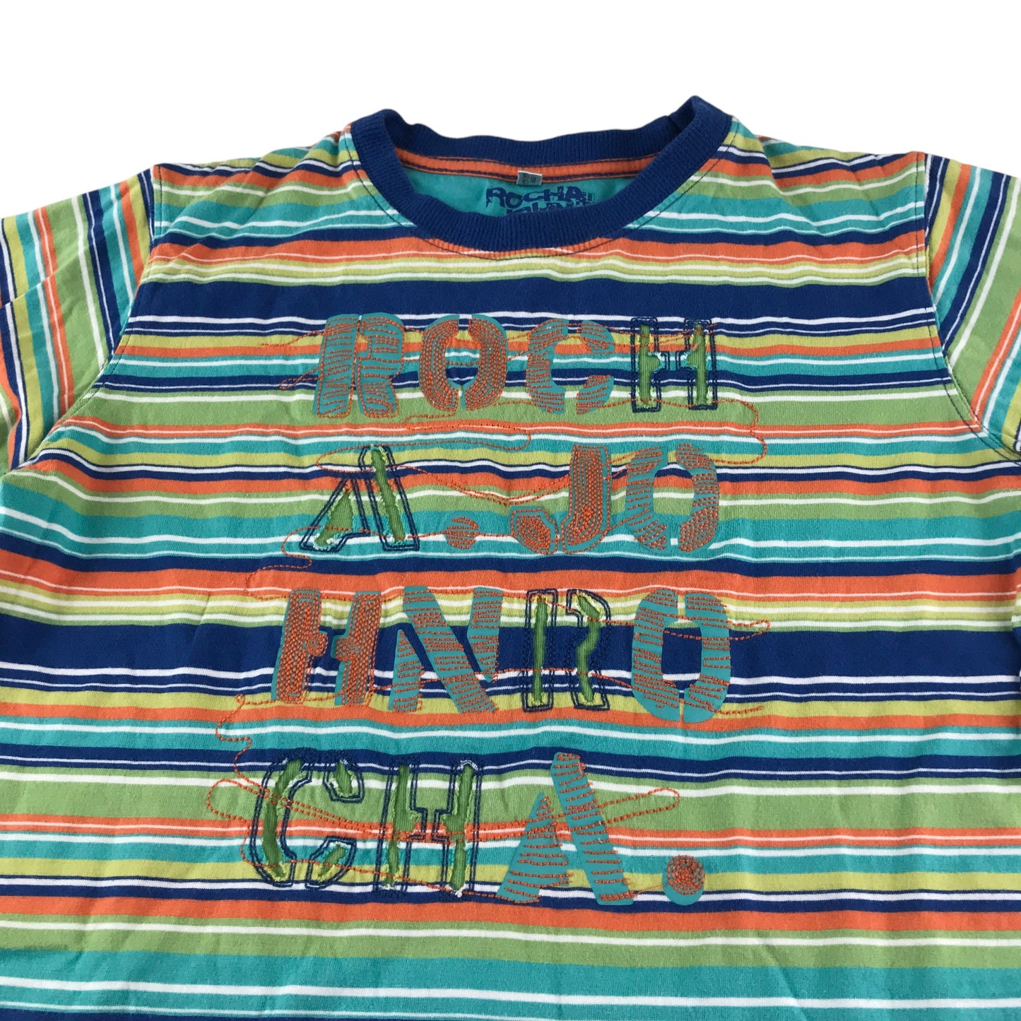 Debenhams t-shirt 11-12 years multicolour stripy with Rocha John Rocha text graphic cotton