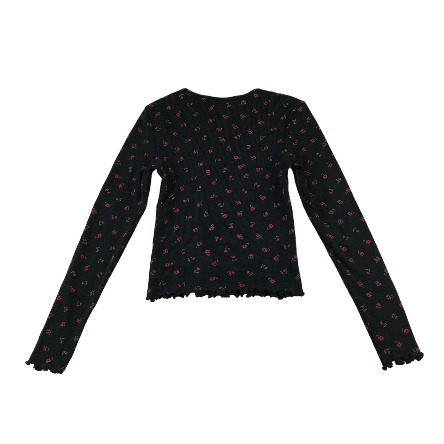 New Look t-shirt 12-13 years black and red floral print pattern long sleeve