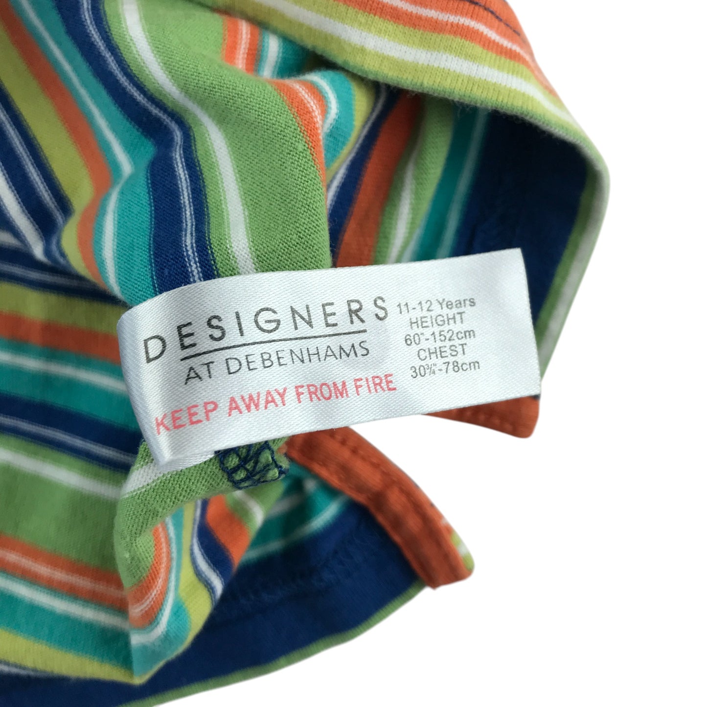 Debenhams t-shirt 11-12 years multicolour stripy with Rocha John Rocha text graphic cotton