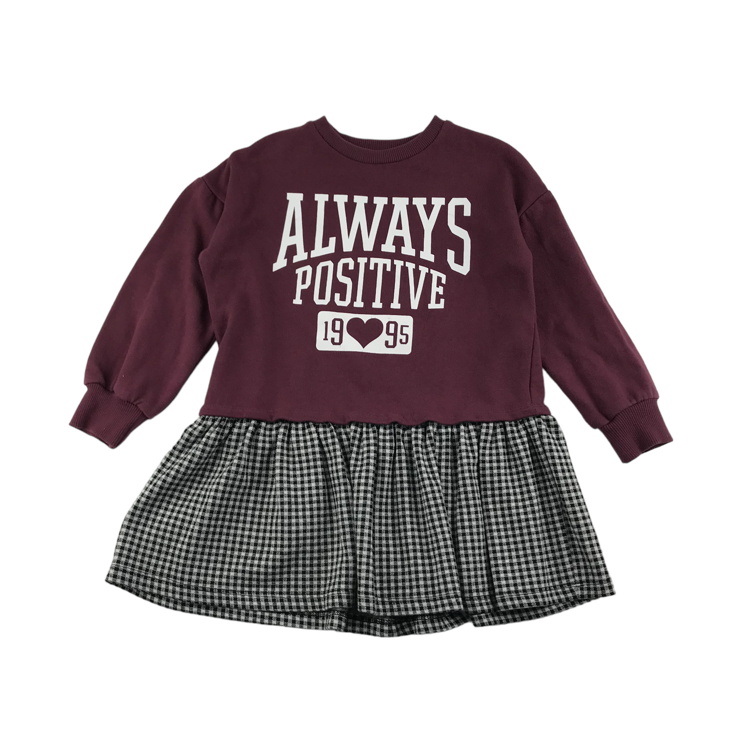 F&F Dress Age 4 Burgundy Jersey and Checked Skirt