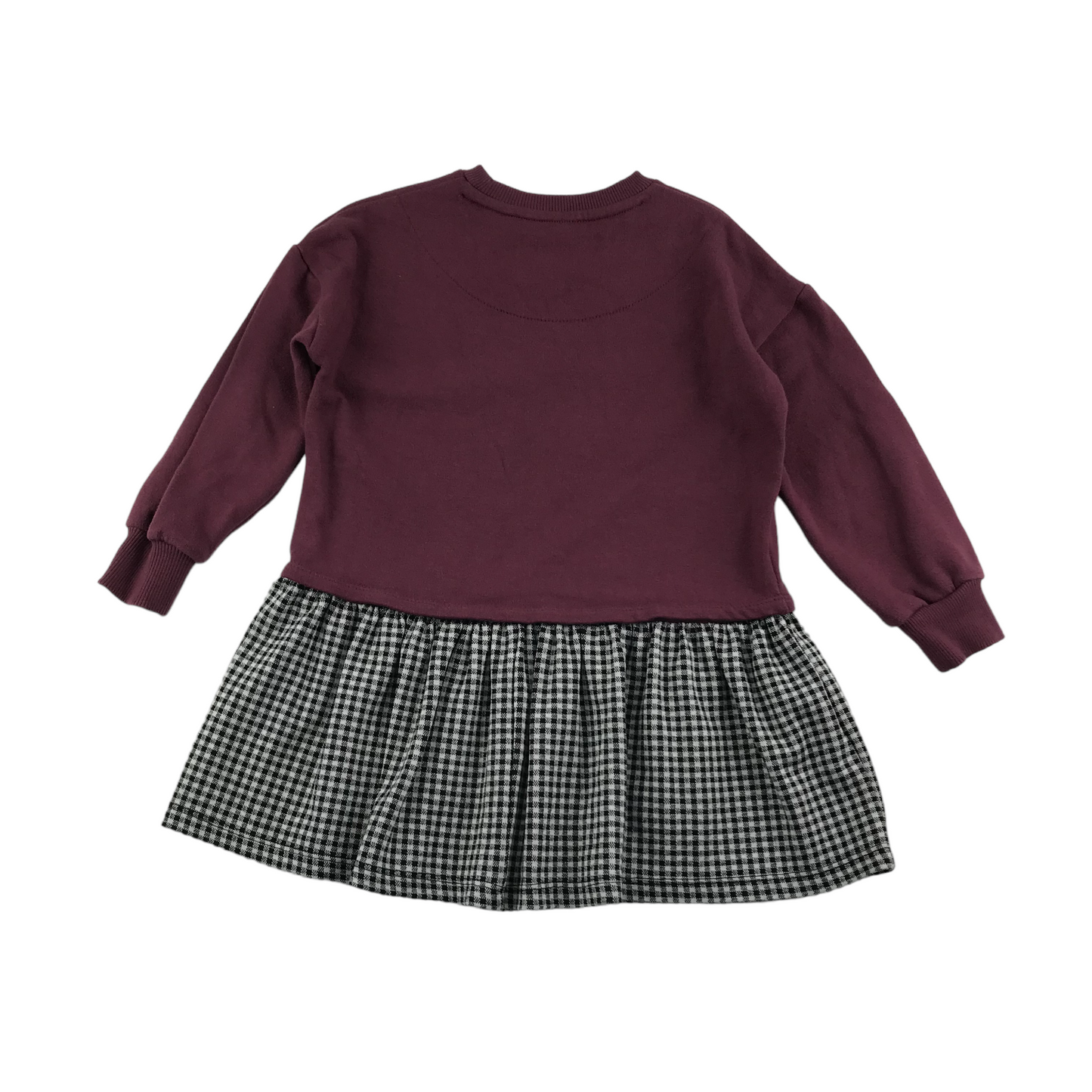 F&F Dress Age 4 Burgundy Jersey and Checked Skirt