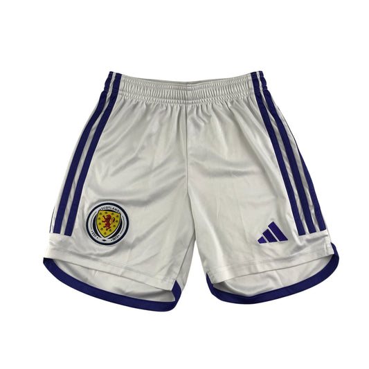 Adidas Scotland National team sports shorts 9-10 years white with blue three stripes