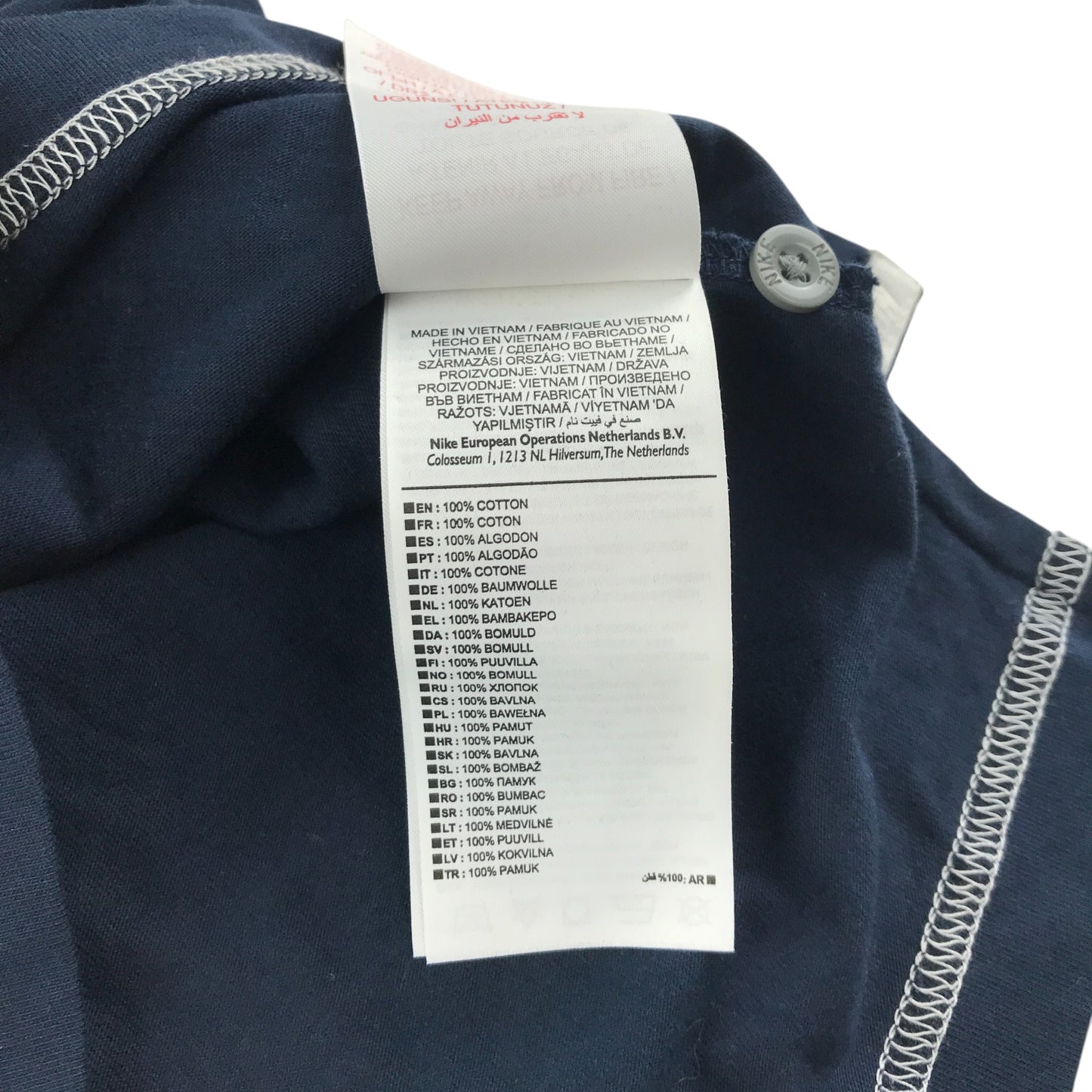 Nike polo shirt 7-8 years navy with embroidered white logo short sleeve cotton