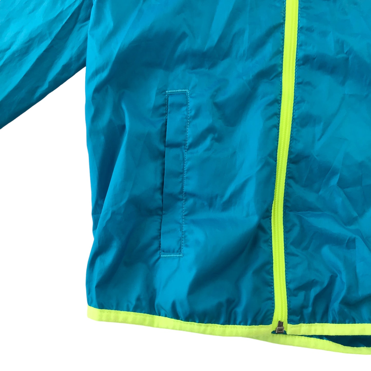 Decathlon Kalenji light jacket 6 years turquoise with neon yellow full zipper