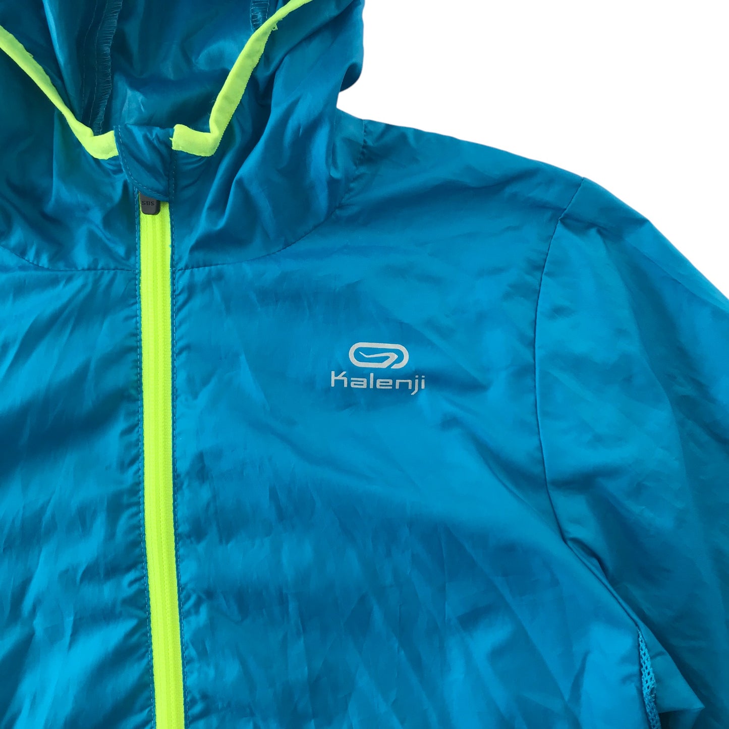 Decathlon Kalenji light jacket 6 years turquoise with neon yellow full zipper