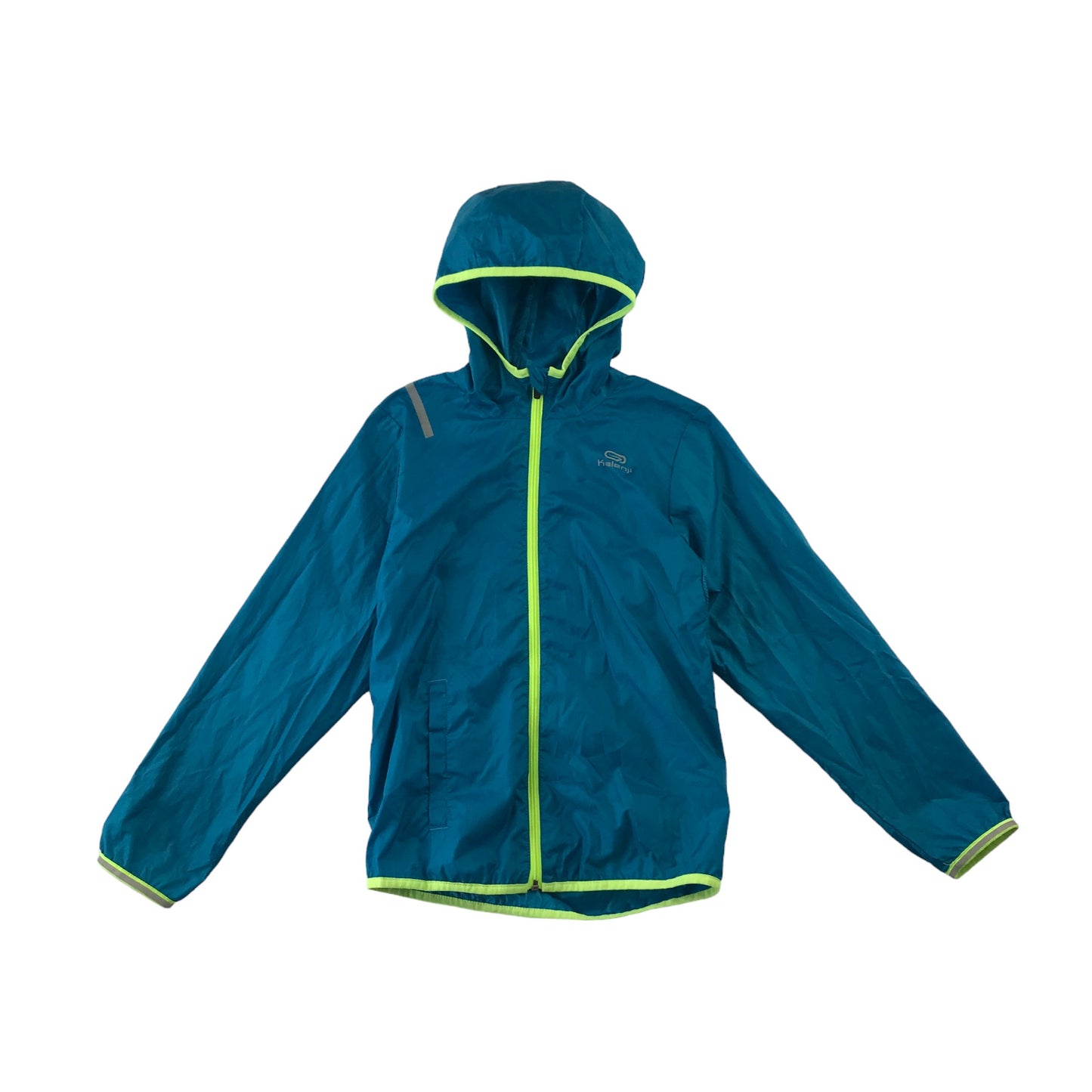 Decathlon Kalenji light jacket 6 years turquoise with neon yellow full zipper