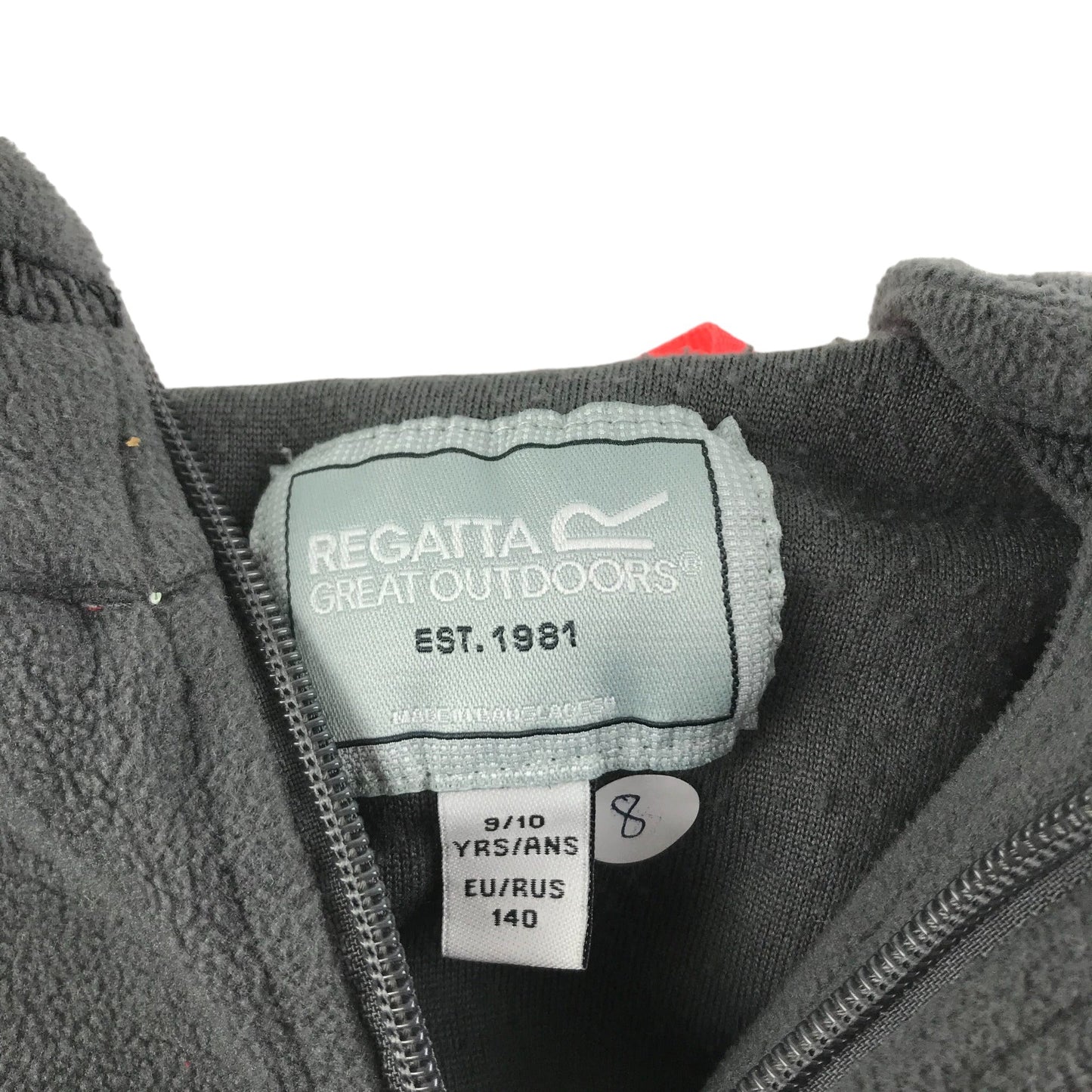 Regatta size 9 dark grey half zip fleece