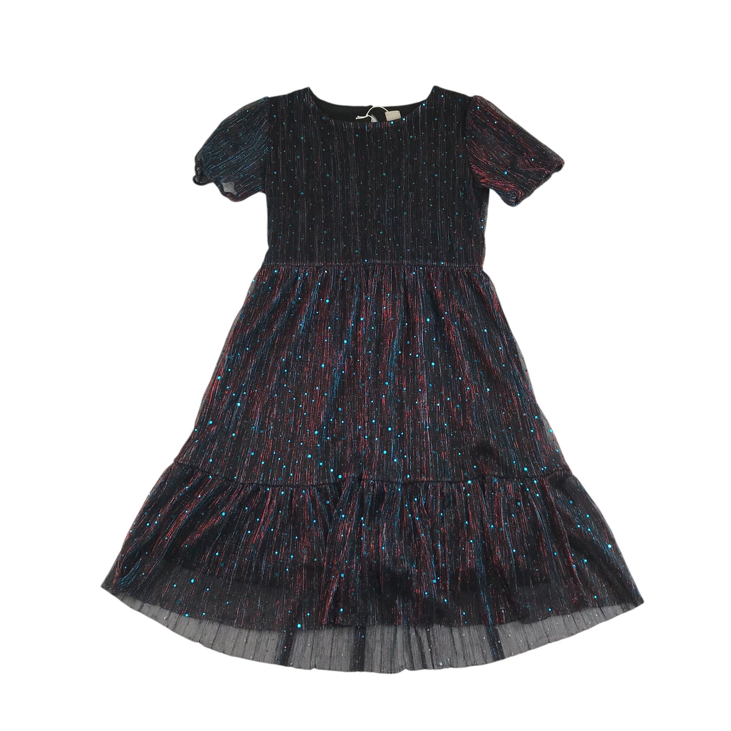 John Lewis dress 12-13 years black red blue sparkly party outfit