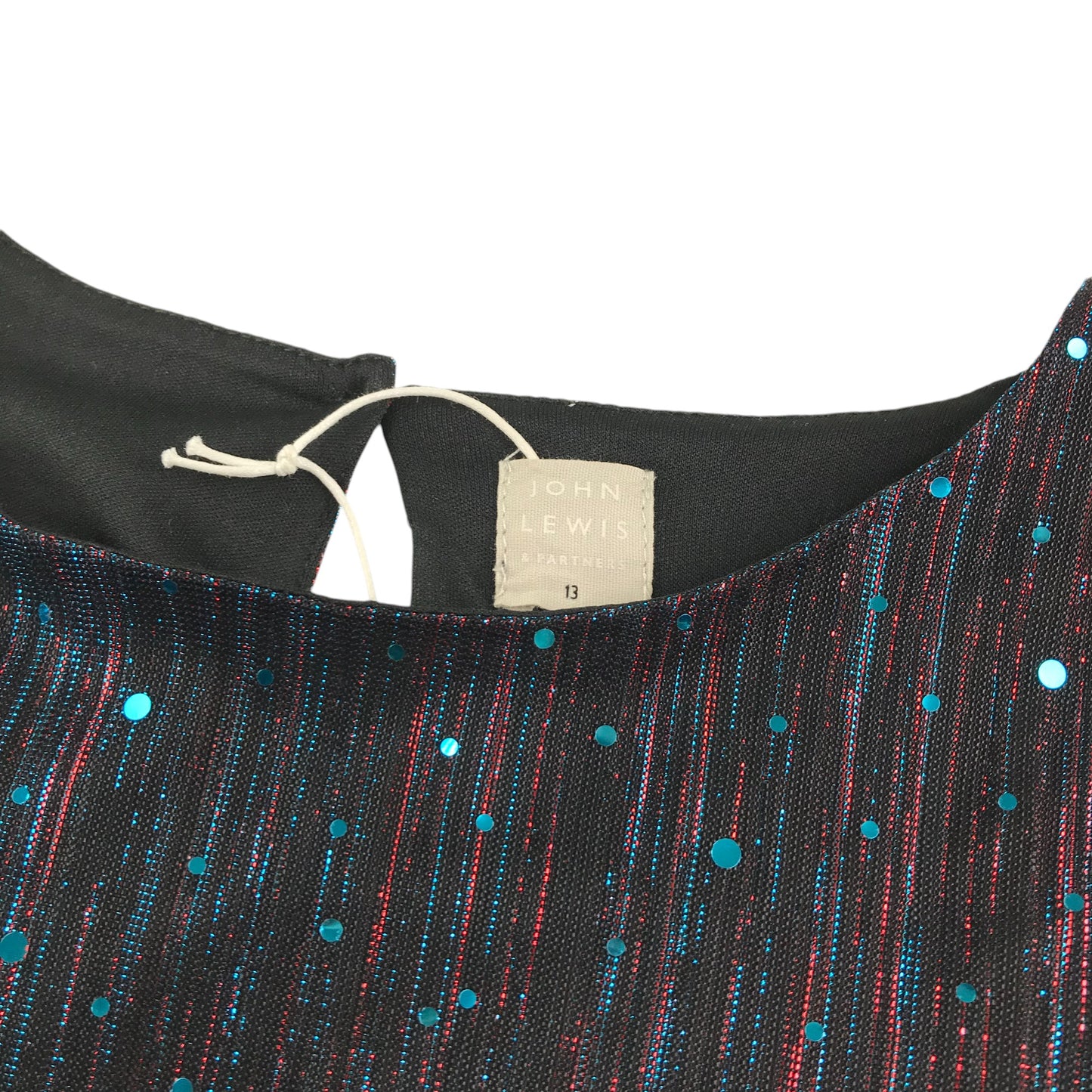 John Lewis dress 12-13 years black red blue sparkly party outfit