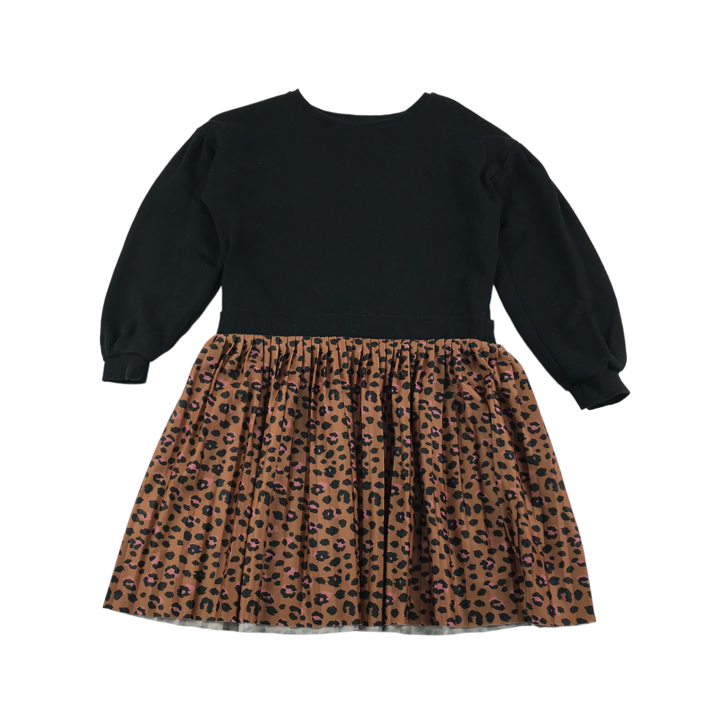 Tu Dress Age 9 Black Jersey Top Brown Animal Print Skirt